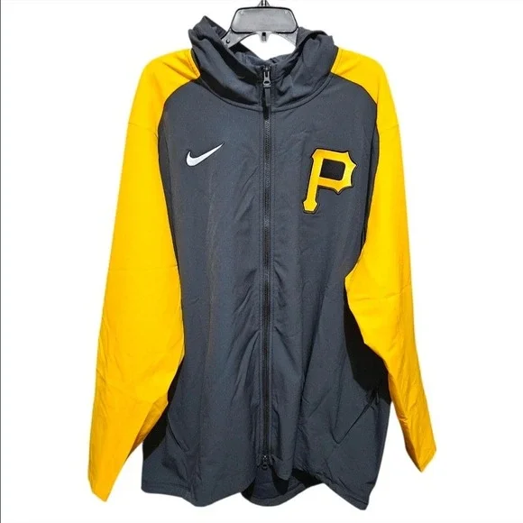 Nike Pittsburgh Pirates Therma-Fit Full Zip Baseball Jacket 3XL‎ Anthracite Gold